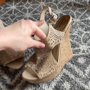 Gold Detail Cork Wedges